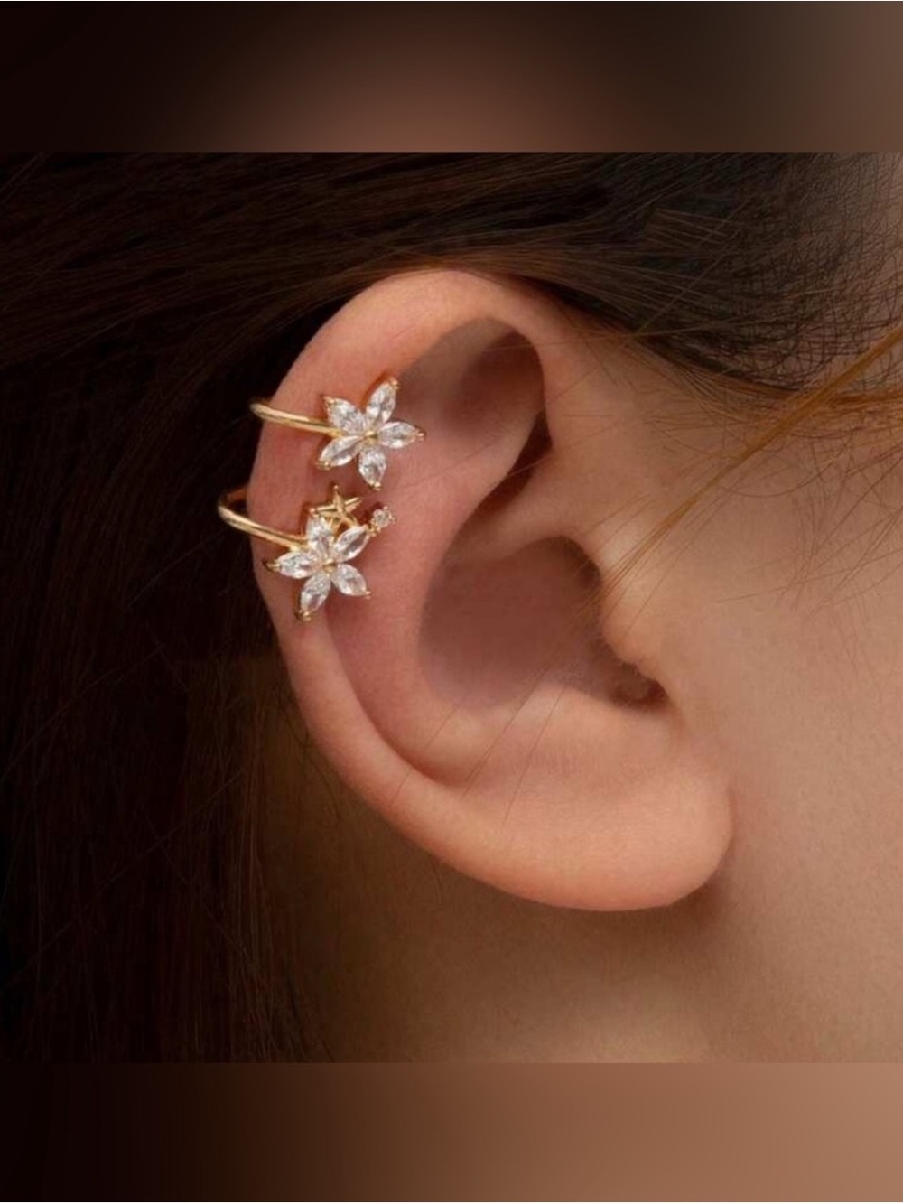 Gold 1pc Floral Ear Cuff